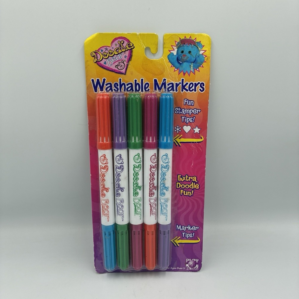 Doodle Bear 2005 Y2K Original Marker Set Dual Tipped With Stamper Tips‎ Rare